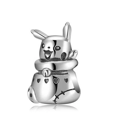 Charm Perle Hase Beutel Herz 925 Silber Pikatchu - Anhänger für Armband - Bild 1 von 2