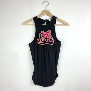 Chloe Vintage Y2K Tank Top Cat Rose Patch Vest Stella McCartney 2001 Black Small - Picture 1 of 17