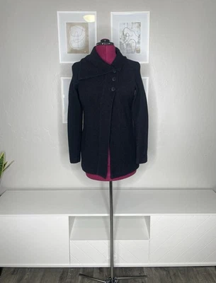 Cárdigan para mujer Ibex Reese mediano de lana merino negro chaqueta con botones Foto 1 de 4