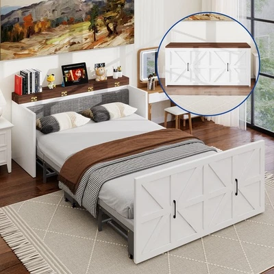 NAIZEA Twin Full Murphy Bed Cabinet Folding Bed Roll Away Beds w / 2" T Mattress - Image 1 of 4