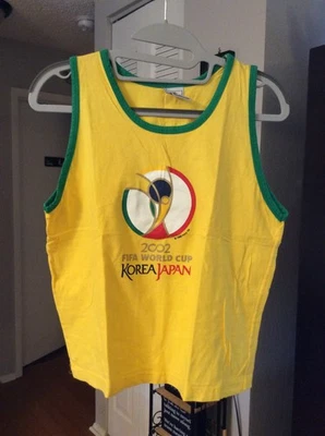 Copa Mundial de la FIFA Corea Japón 2002 camiseta sin mangas amarilla jóvenes niños mediana Foto 1 de 2