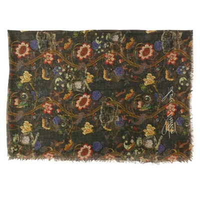 Auténtica bufanda Louis Vuitton Garden In Hell cachemir seda negra Chapman Kim Jones Foto 1 de 4