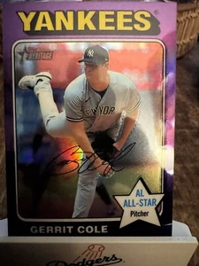 2024 Topps Heritage - Chrome Purple Refractor #331 Gerrit Cole - Picture 1 of 7