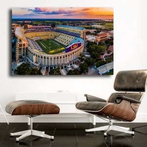 LSU Tigers Stadium MAN CAVE PANORAMIC Canvas/Glossy Pick Size LSU Tigers - Picture 1 of 5
