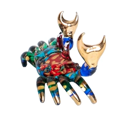 Crab Hand Blown Art Glass Sea Gift Miniature Animal Handmade Murano Orname - Image 1 of 4