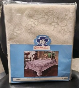 Vintage Lace Tablecloth BY QUAKER LACE "Angel's Ivory" 70"ROUND Made In USA NEW - Picture 1 of 6