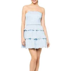 $228 Aqua Womens Ribbed Short Party Mini Dress, Light Blue, 12 - Picture 1 of 3