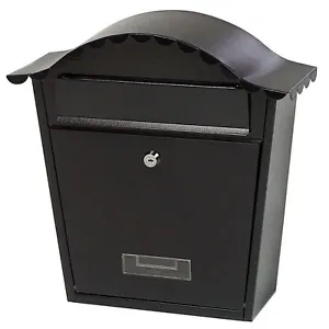 GARDMAN POSTBOX BLACK TRADITIONAL OUTDOOR STEEL WALL MOUNTED LETTER POST BOX - Picture 1 of 3