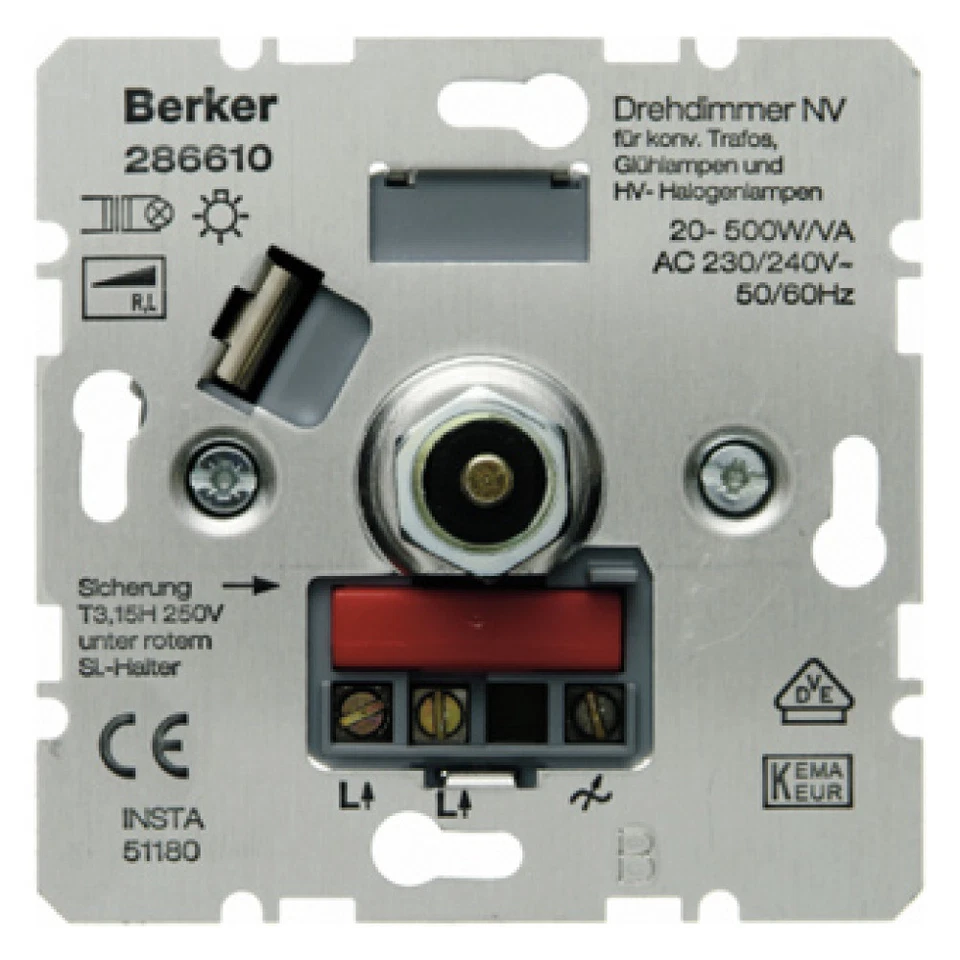BERKER Drehdimmer 286610 20-500W Dreh-Dimmer-Einsatz 2866-10 - Bild 1 von 1