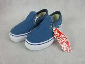 VANS CLASSIC SLIP-ON BLUE WHITE KID'S SHOES SNEAKERS 11.5K NWT - Picture 1 of 12