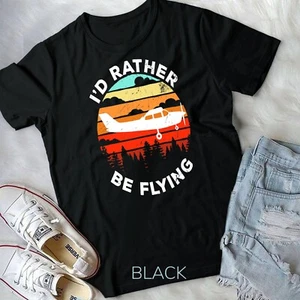 Funny Pilot Gift I'd Rather Be Flying Retro C172 Airplane T-Shirt Unisex T-shirt - Picture 1 of 11