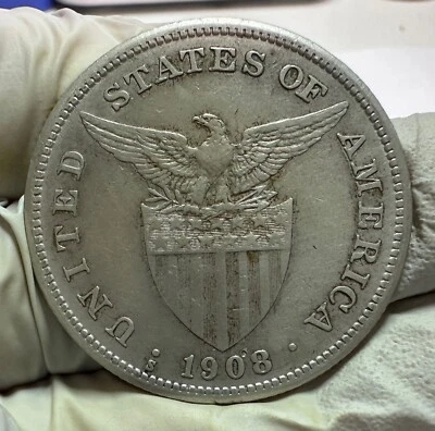 Moneda de plata de 1 peso Estados Unidos-Filipinas de la década de 1908 - lote #6 Foto 1 de 4