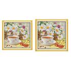 Cross Stitch Kit, Pre-Printed Flowers and Tea Patterns