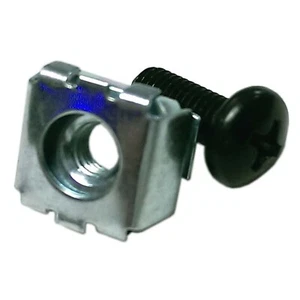 Cage Nut Square Rack Hole Steel Zinc 10-32 + Black Phillips Machine Screw 20pcs - Picture 1 of 2