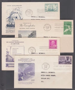 US Sc 951-954 FDC-s, 1947-48 issues, 4 diff, Grimsland cachets, addressed - Picture 1 of 1