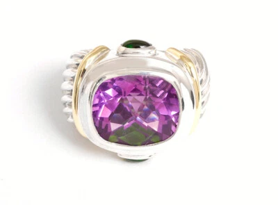 ANILLO DAVID YURMAN 14k AMATISTA Y TURMALINA VERDE TALLA. 5 artículos # j425 Foto 1 de 3