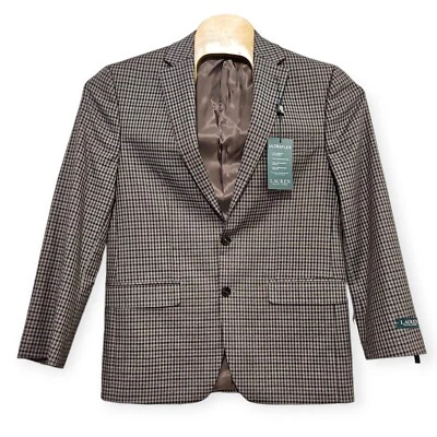NOVO Blazer Lauren Ralph Lauren Marrom Preto Xadrez Gingham 40REG Novo com etiquetas - Imagem 1 de 4