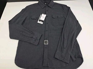 NWT Denim & Flower Mens Long Sleeve Button-up Flannel L-42 Dark Grey #5710 - Picture 1 of 10