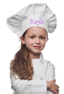White Personalized Kids Chef Hat made from High Quality Cotton/Twill Fabric - Picture 1 of 6