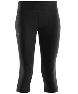 under armour ua womens authentic 17" capris compression fit yoga black size xl - Picture 1 of 3