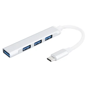 Silver 4Port USB 3.0 Hub MultiFunction Type C Splitter Extender Dock Adapter NEW - Afbeelding 1 van 12