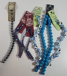Lote Surtido de 6 Hebras de Cuentas Vidrio Checo Azul Artesanía Joyería - Imagen 1 de 9