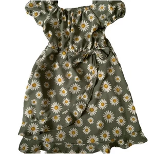 Sunflower Daisy Ruffle Bow Capped Sleeve Girl’s Dress Size 12 - Picture 1 of 4
