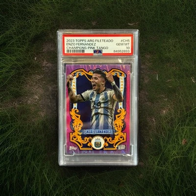 2023 Topps Fileteado Argentina Enzo Fernandez Debut Champions Pink 50/50 PSA 10 - Image 1 of 3