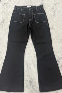 FRAME Le Bardot Crop Flare Black Jeans White Kontrastnähte Gr. 27 Noir - Bild 1 von 11
