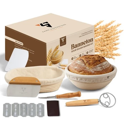 Sourdough  Bread Proofing Starter Banneton Kit | Complete Artisan Bread Making - Image 1 of 4