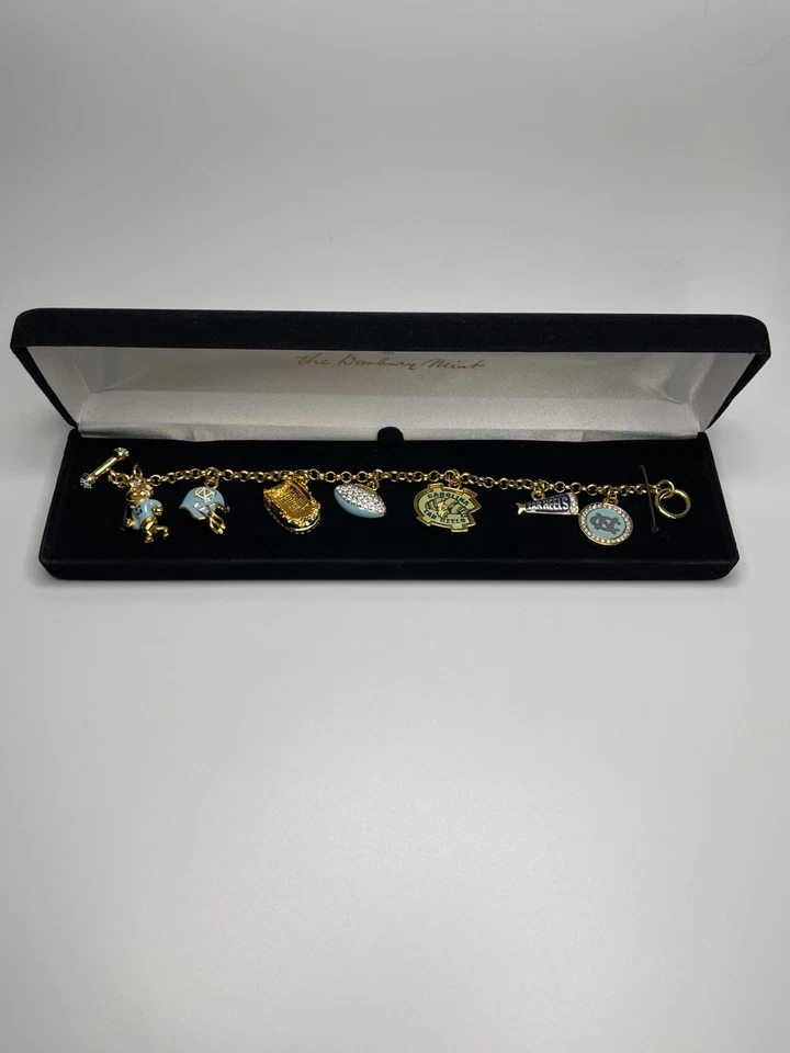 Pulseira Berloque Danbury Mint Carolina do Norte UNC Salto de Alcatrão 24K Cristais Austríacos - Imagem 1 de 4