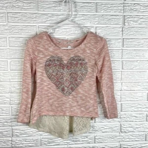 Suéter tejido Knit Works para niñas con estrás adornado corazón encaje espalda talla XL - Imagen 1 de 5