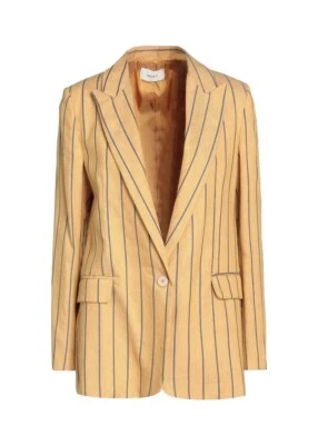 Vicolo Italy Striped Linen Blazer in Sand Size S - Image 1 of 4
