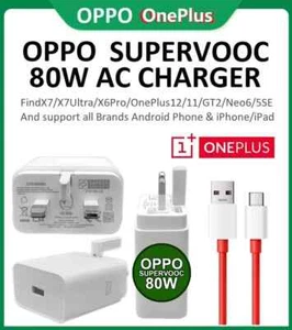 OPPO OnePlus 80W SUPERVOOC Fast Charger with 6A USB-C Cable for Phone/iPad,UK,EU - Picture 1 of 9