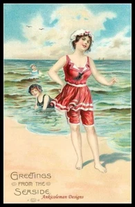 Tabla de agujas - patrones de punto de cruz contados - mujer en la playa - Imagen 1 de 2