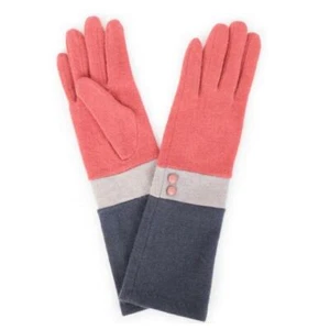 Powder Vivienne Long Wool Womens Gloves Coral/Slate/Charcoal Gift Bag (50% OFF) - Picture 1 of 2