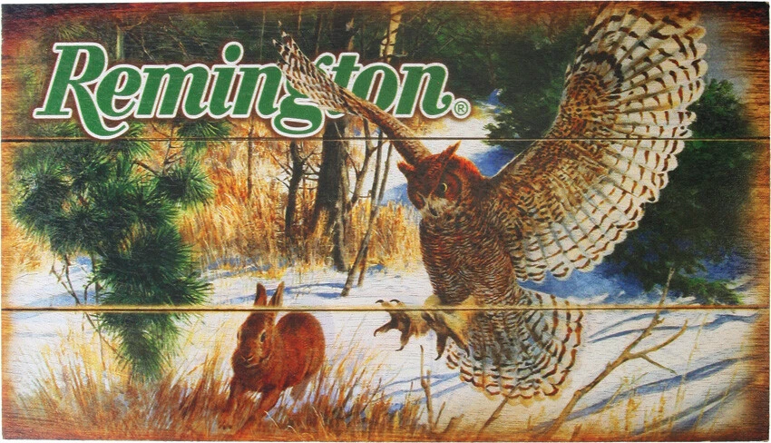 Remington Owl and Rabbit Wood Sign RESG015