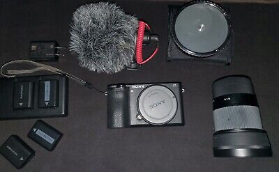 Sony Alpha A6500 24.2MP Digital Camera W/ 33 Mm Lens Rhode Mic 5 Batteries Etc • 900€
