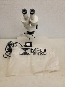 MEIJI - EMT-1 Stereo Microscope W/ Light & Stand . Wooden Base 15x13 Inch. #5 - Picture 1 of 24