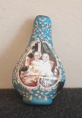 Garrafa de rapé chinesa antiga esmaltada em cobre do século XVIII assuntos europeus COMO ESTÁ - Imagem 1 de 4