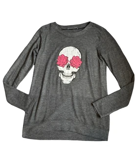 Girls skull rose hi low pullover sweater L(14-16) - Picture 1 of 2