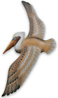 Hand-Carved Wood Flying Pelican | Coastal Nautical Beach Wall Décor Natural Wood