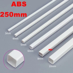 ABS Plastic Square Tube White Styrene Hollow Bar Pipe Strip Rod DIY Model 250mm - Picture 1 of 16