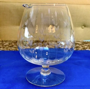Grande Brandy Sniffer vintage con beccuccio inciso motivo grano cristallo barware - Foto 1 di 5
