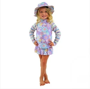 Toddlers and Baby Girls' Swimsuit Trunk and Rashguard Set - Picture 1 of 8