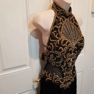 Claire’s Collection Brand Black Velvet Beaded Rhinestone Gown Pageant/Prom Gown - Picture 1 of 12
