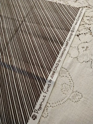 Peppermint Forest Quilt Fabric Chocolate Stripe Jenni Calo Connecting Threads HY - Image 1 of 4