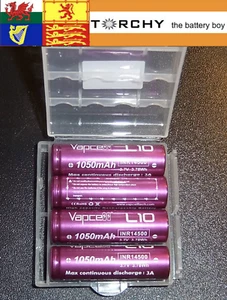 4x Vapcell L10 1050mAh 14500 Li-Ion rechargeable battery + protective case - Picture 1 of 3