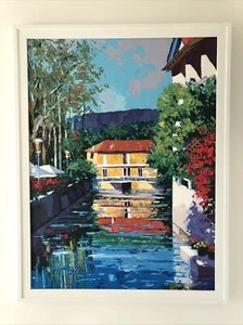 Barbara McCann Framed Hand-embellished Painting L'Isle-sur-la-Sorgue, France COA - Picture 1 of 9