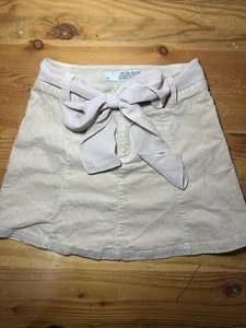 VTG GUESS Kids Skirt Beige Size 10 Corduroy Cotton Chaffon Bow - Picture 1 of 6